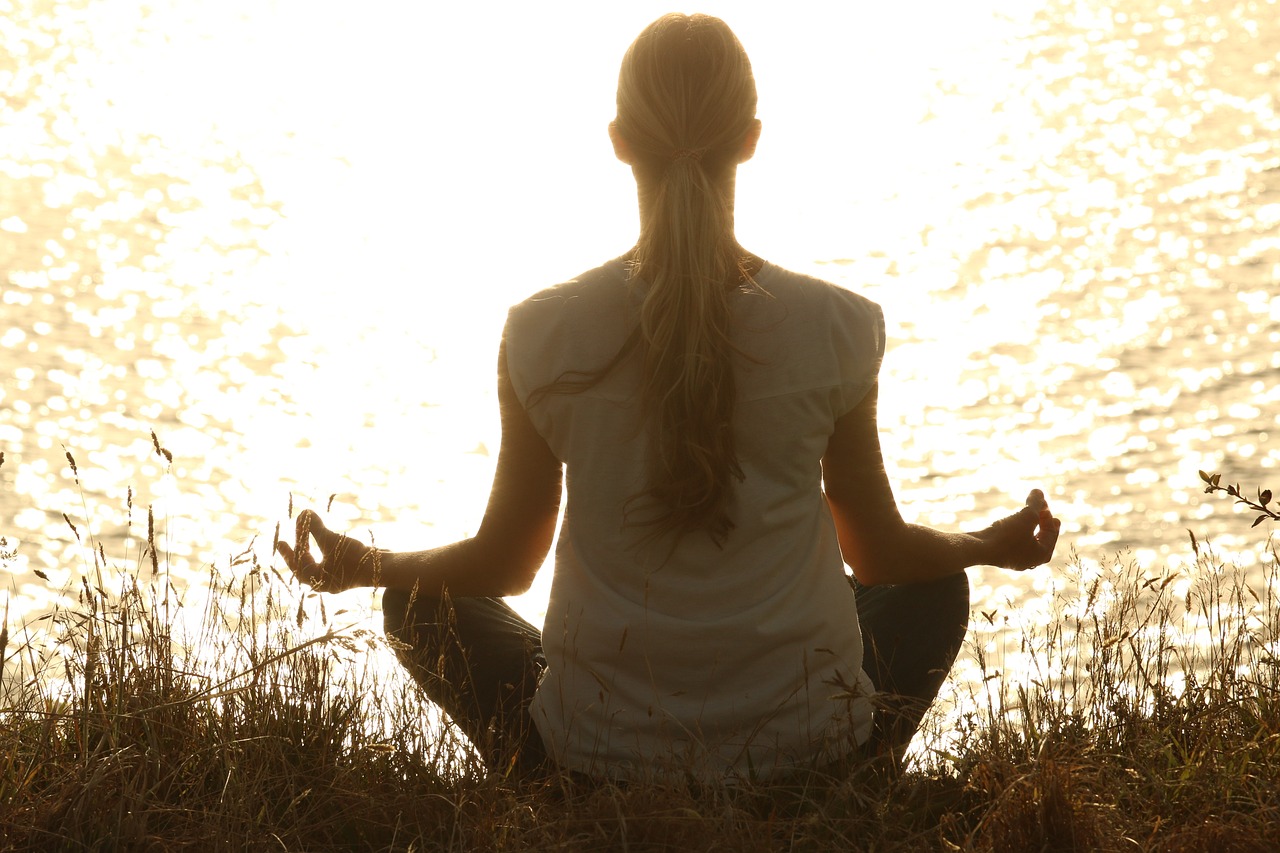 meditate, woman, yoga